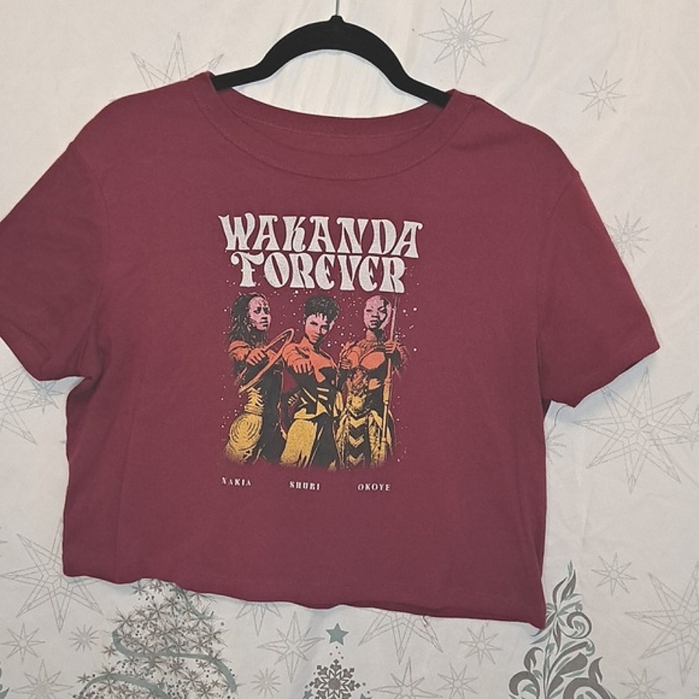 Black Panter Wakanda Forever by Marvel Marron Women's Crop T-shirt- 2X Jr